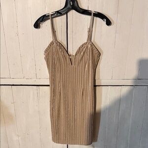 Chic Tan Strappy Mini Dress